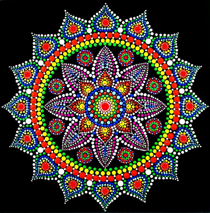 Картина под названием "Mandala | Lotus Sav…" - Tara Devi, Подлинное произведение искусства, Акрил
