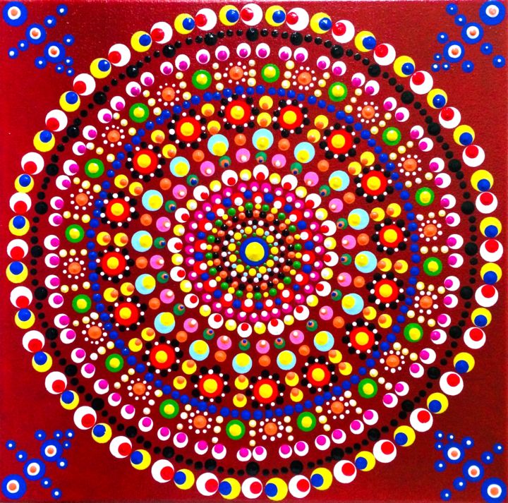 Schilderij getiteld "Mandala | Maya" door Tara Devi, Origineel Kunstwerk, Acryl