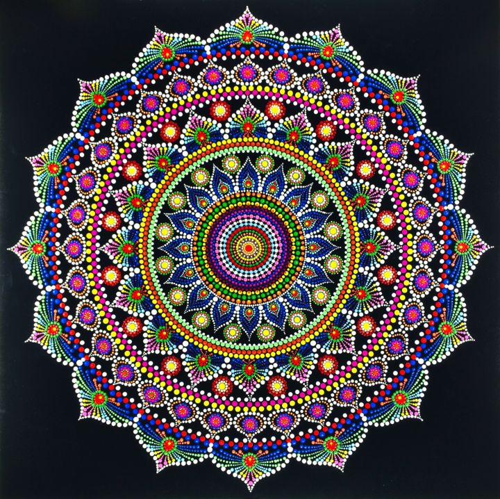 Schilderij getiteld "Mandala | Lotus Bhu…" door Tara Devi, Origineel Kunstwerk, Acryl