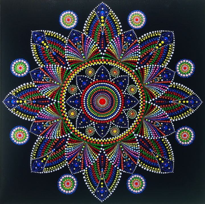 Schilderij getiteld "Mandala | Lotus Dur…" door Tara Devi, Origineel Kunstwerk, Acryl