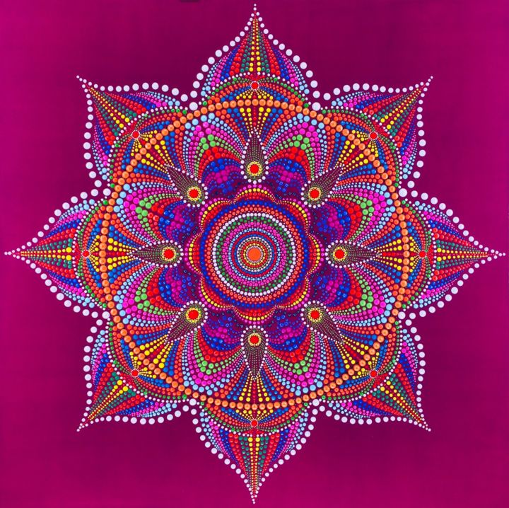 Картина под названием "Mandala | Lotus Tara" - Tara Devi, Подлинное произведение искусства, Акрил