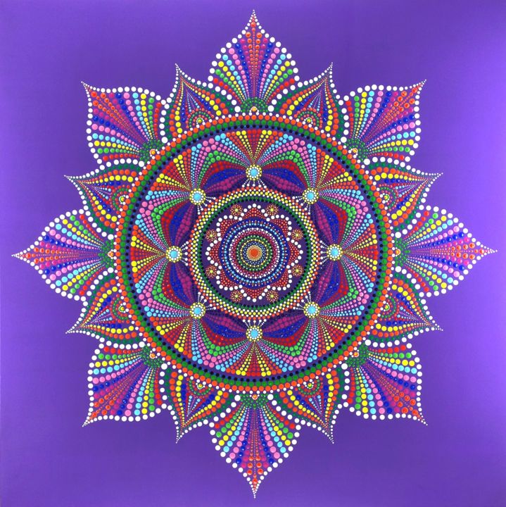 Картина под названием "Mandala | Lotus Shi…" - Tara Devi, Подлинное произведение искусства, Акрил