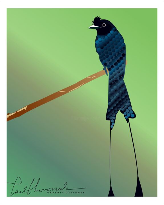 Grafika cyfrowa / sztuka generowana cyfrowo zatytułowany „blue-bird.jpg” autorstwa Taral Thummar, Oryginalna praca, Malarstw…