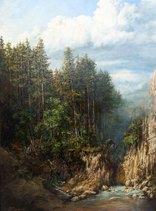 Pittura intitolato "Горы (The mountains)" da Roman Taranov, Opera d'arte originale, Olio