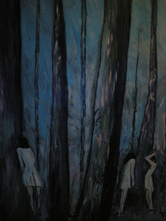 Peinture intitulée "в лесу" par Taras, Œuvre d'art originale, Huile