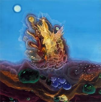 Painting titled "Jeweled Landscape" by Tara Sullivan, Original Art, Oil