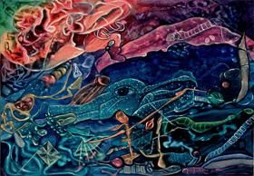 Painting titled "Dreamtime (shipwrec…" by Tara Sullivan, Original Art, Oil