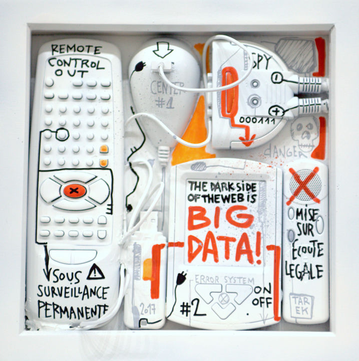 Sculpture intitulée "Big Data #2" par Tarek, Œuvre d'art originale, Collages