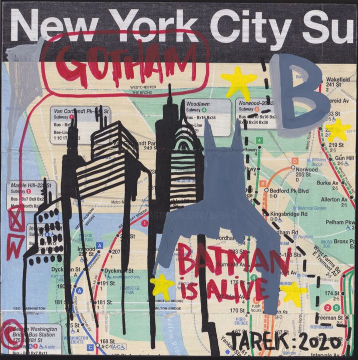 Peinture intitulée "Batman is alive #2" par Tarek, Œuvre d'art originale, Acrylique