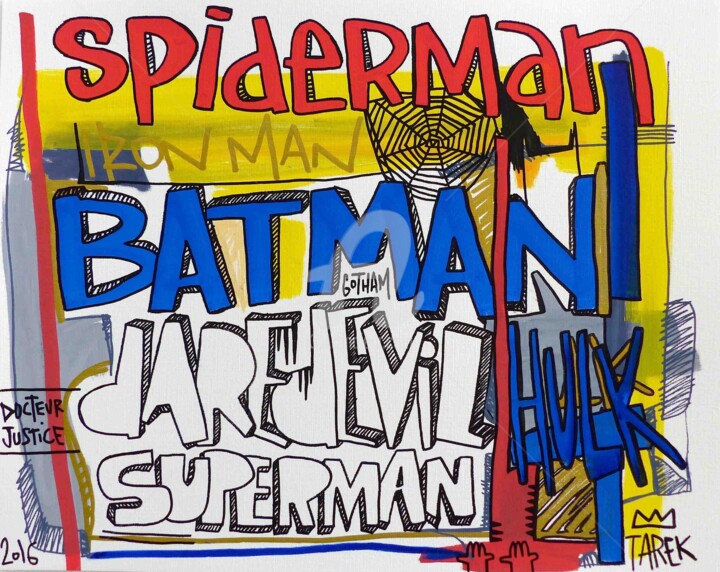 Dessin intitulée "Spiderman" par Tarek Ben Yakhlef, Œuvre d'art originale, Encre