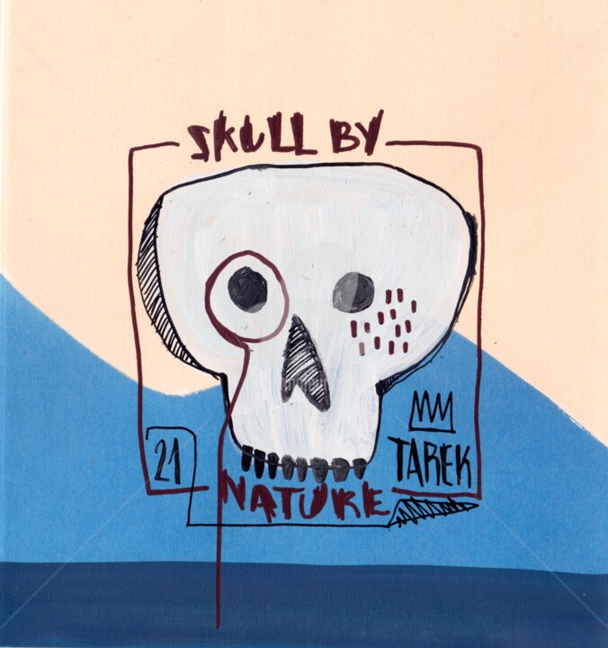 Zeichnungen mit dem Titel "Skull by nature #2" von Tarek Ben Yakhlef, Original-Kunstwerk, Tinte
