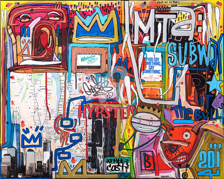 Painting titled "New York subway" by Tarek Ben Yakhlef, Original Artwork, Acrylic