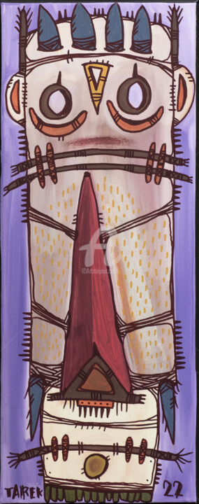 Painting titled "Masque long 1" by Tarek Ben Yakhlef, Original Artwork, Acrylic