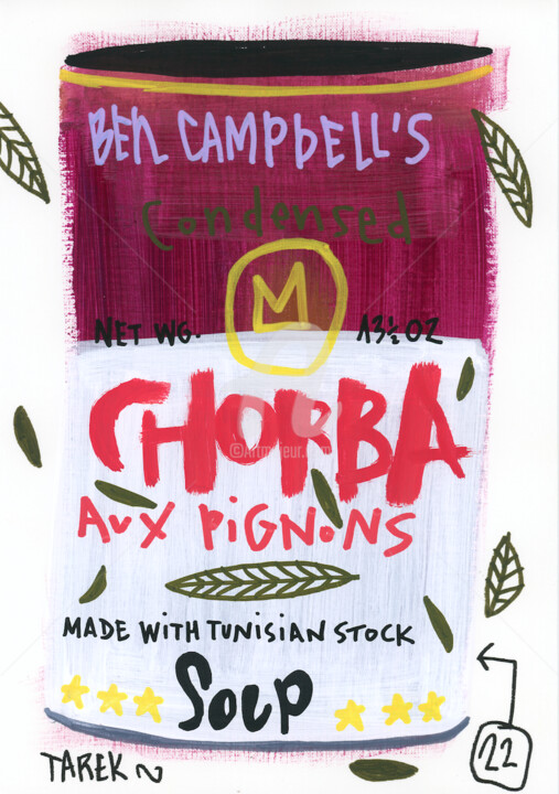 Dessin intitulée "Campbell's chorba" par Tarek Ben Yakhlef, Œuvre d'art originale, Encre