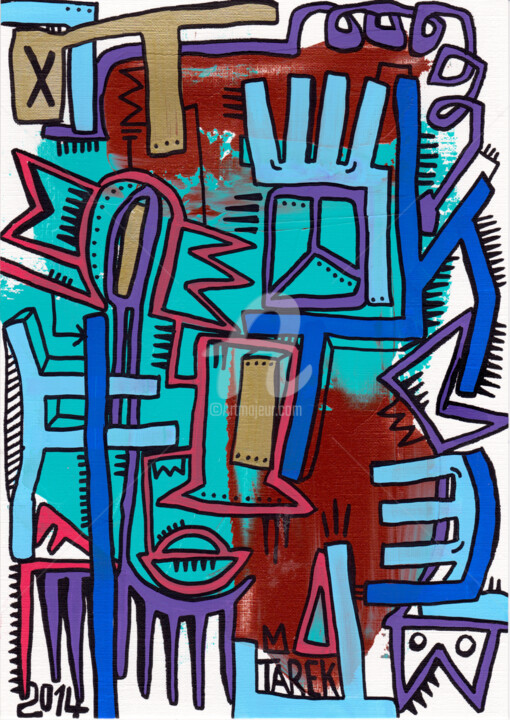 Drawing titled "Geometrik #8" by Tarek Ben Yakhlef, Original Artwork, Acrylic