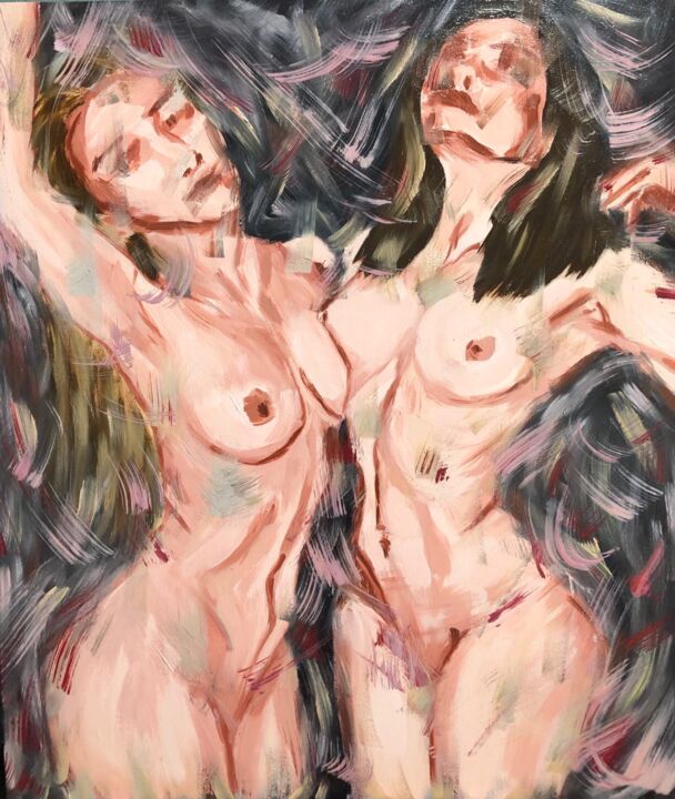 Картина под названием "Двое" - Tarentula, Подлинное произведение искусства, Масло