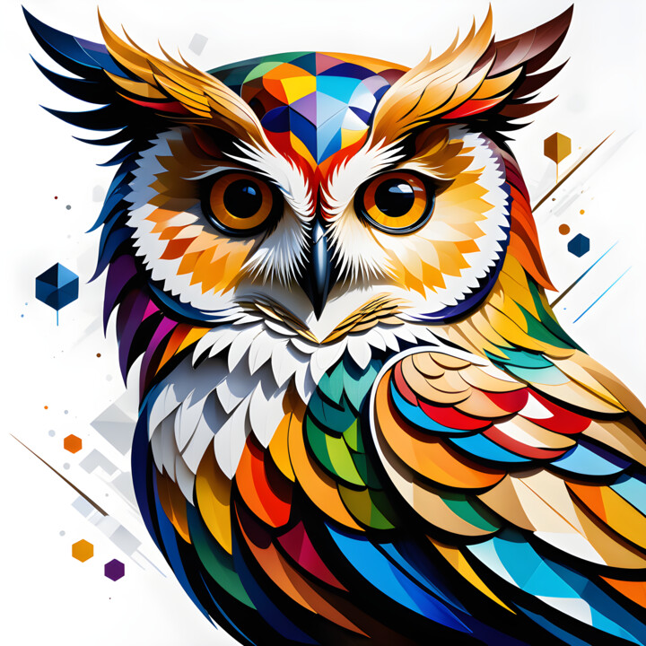 Digitale Kunst getiteld "owl art v2" door Tarkanm, Origineel Kunstwerk, AI gegenereerde afbeelding