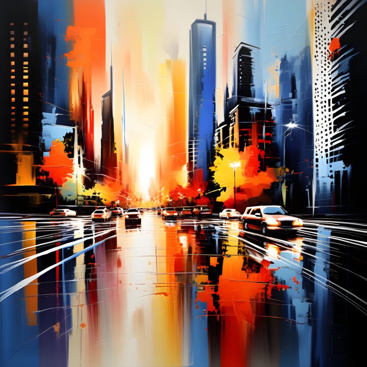 数字艺术 标题为“abstact city” 由Tarkanm, 原创艺术品, AI生成的图像
