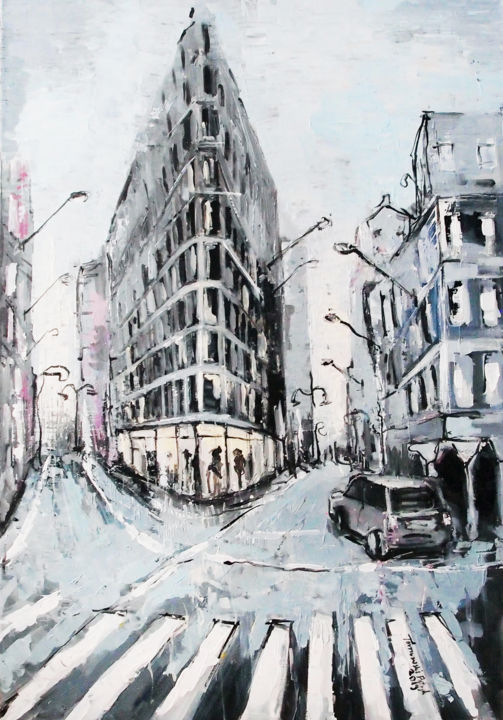 Malarstwo zatytułowany „The street 02” autorstwa Patryk Tarnowski, Oryginalna praca, Akryl