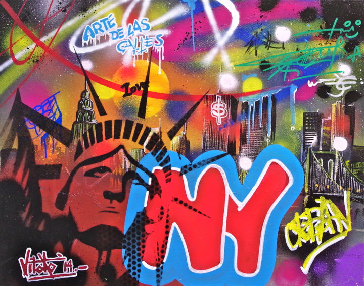 Painting titled "NY" by Vitoko, Original Artwork, Spray paint
