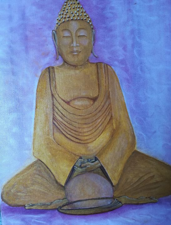 Schilderij getiteld "Buddha" door Tarwan, Origineel Kunstwerk, Olie