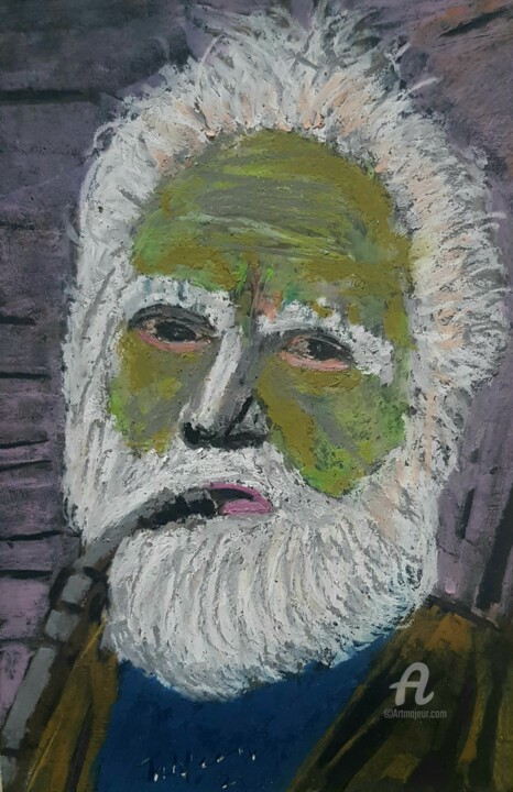 Painting titled "Old man" by Tashfeen Rizwan, Original Artwork, Pastel