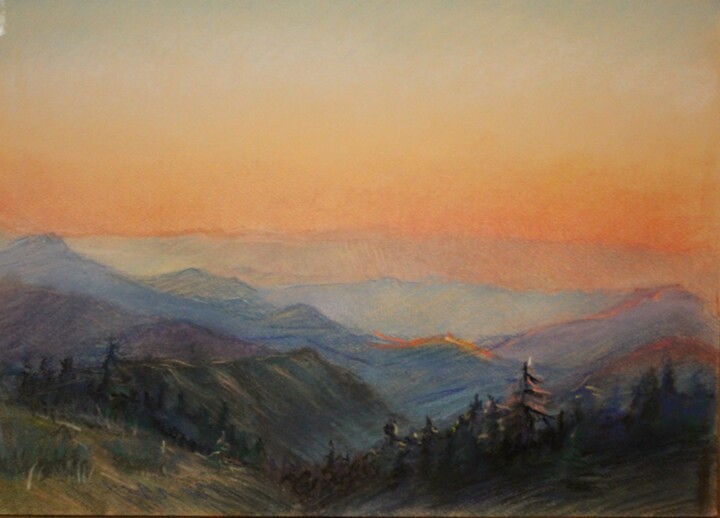 Pittura intitolato "Good evening" da Tatiana Gliadchenko, Opera d'arte originale, Pastello
