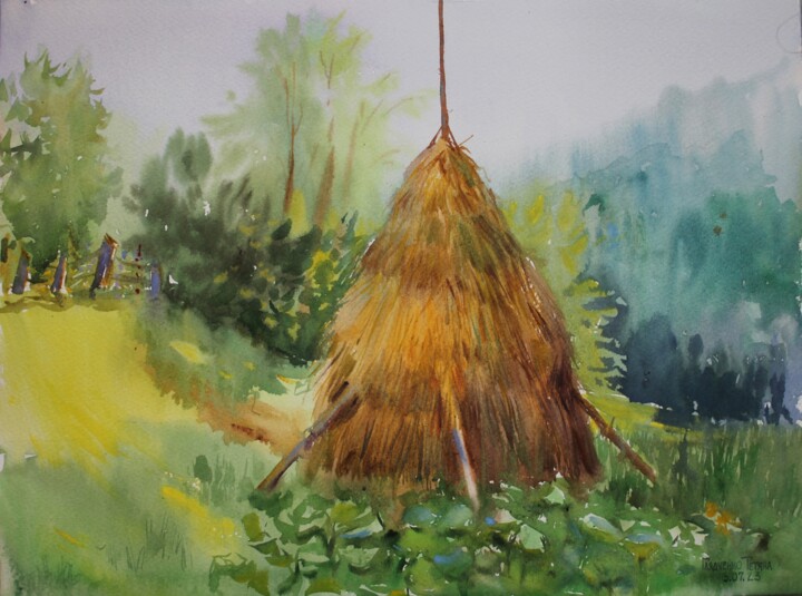 Pintura titulada "Haystack" por Tatiana Gliadchenko, Obra de arte original, Acuarela