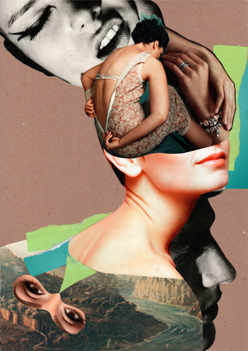 Collages intitolato "Night" da Tatiana Lazdovskaia, Opera d'arte originale, Collages