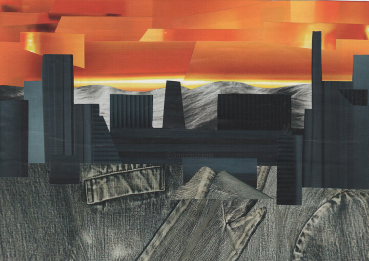 Collages intitolato "Collage "City"" da Tatiana Lazdovskaia, Opera d'arte originale, Collages