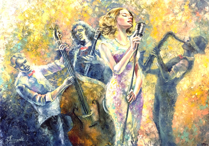 Pintura titulada "Musicians Painting…" por Tatyana Ustyantseva, Obra de arte original, Oleo