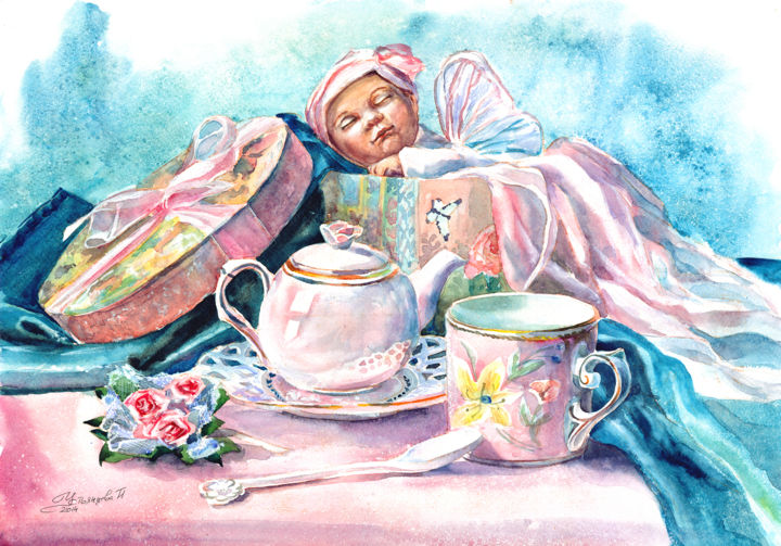 Ζωγραφική με τίτλο ""Midday dream" wate…" από Tatyana Ustyantseva, Αυθεντικά έργα τέχνης, Ακουαρέλα
