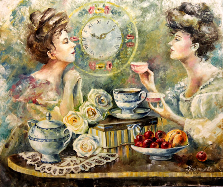 Картина женщина с чашкой чая