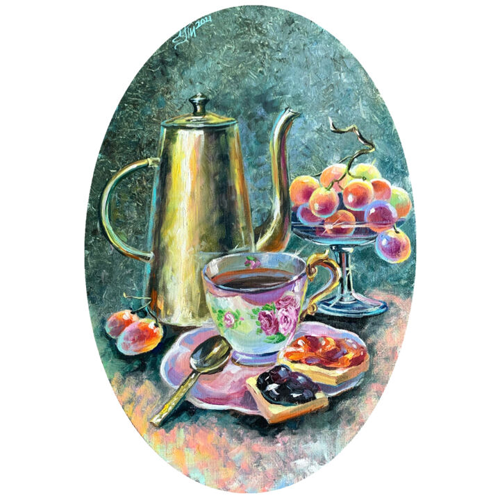 Peinture intitulée "Peinture petit déje…" par Tatyana Ustyantseva, Œuvre d'art originale, Huile