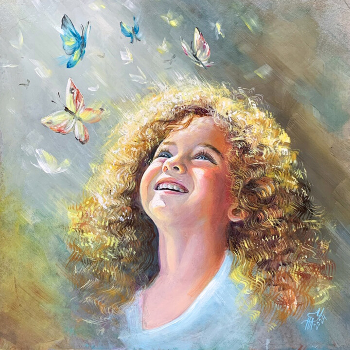 Ζωγραφική με τίτλο "Butterfly painting" από Tatyana Ustyantseva, Αυθεντικά έργα τέχνης, Λάδι