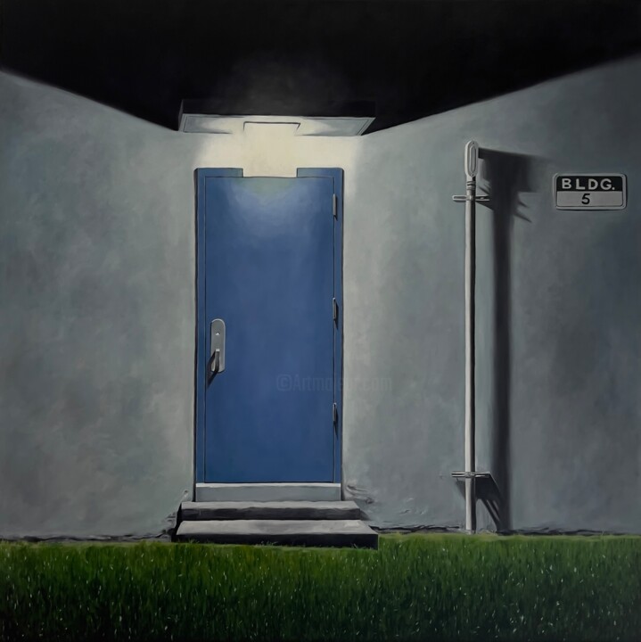 Pintura intitulada "Door blue" por Tata Toucan, Obras de arte originais, Óleo Montado em Armação em madeira