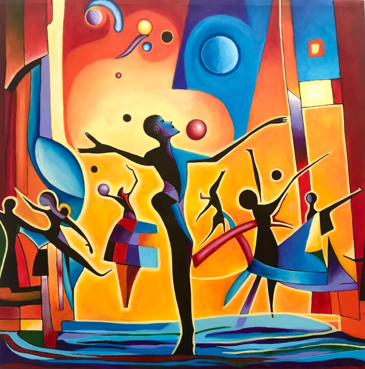 Peinture intitulée "“Dance of the Plane…" par Tati Vc, Œuvre d'art originale, Acrylique