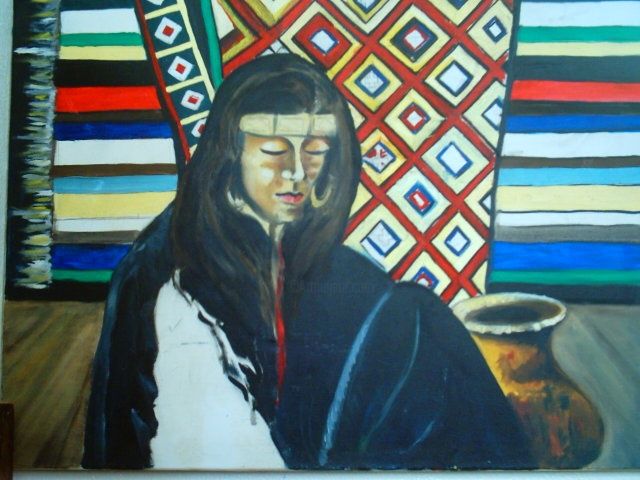 Pintura intitulada "FEMME D'AURES" por Yazid Ikhlef, Obras de arte originais