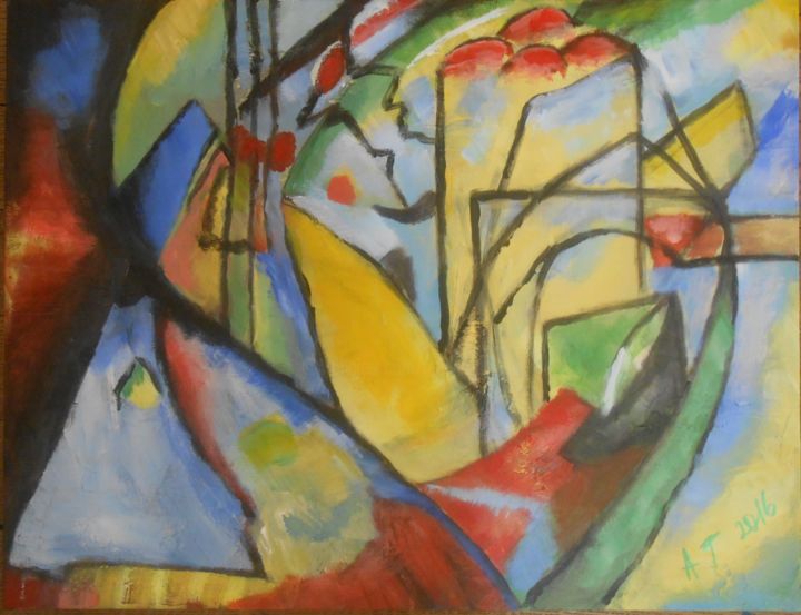 Painting titled "Hommage à Kandinsky" by Tatiana Anikina, Original Artwork, Acrylic