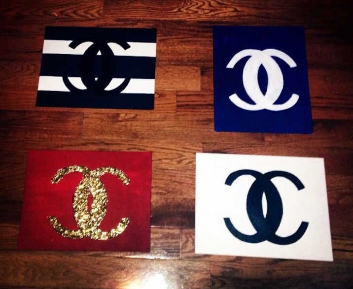 Set Of 4 Decortive Chanel Paintings, Painting by Tatiana J. Baptiste