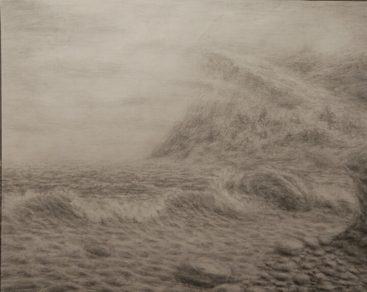 Dessin intitulée "Морской прибой. Гра…" par Tatiana Bogdanova, Œuvre d'art originale, Graphite