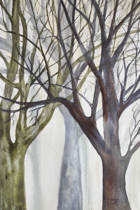 Картина под названием "Деревья" - Tatiana Chernetsova, Подлинное произведение искусства, Акварель