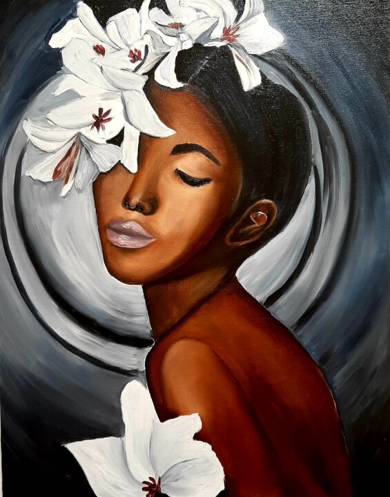 Картина под названием "Девушка-цветок" - Tatiana Dedlovskaya, Подлинное произведение искусства, Масло