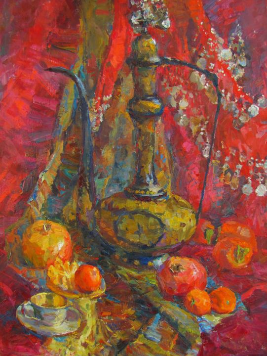 Painting titled "Oriental Still Life" by Tatiana Didenko, Original Artwork, Oil