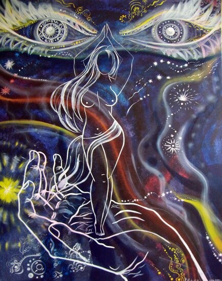 Картина под названием "Ночь Востока" - Татьяна Федорова (Влами), Подлинное произведение искусства, Масло Установлен на Дерев…