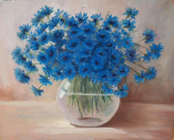 Peinture intitulée "Cornflowers (2)" par Tatiana Karchevskaya, Œuvre d'art originale, Huile