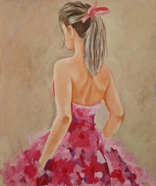 Painting titled "The girl in the pin…" by Tatiana Karchevskaya, Original Artwork, Acrylic