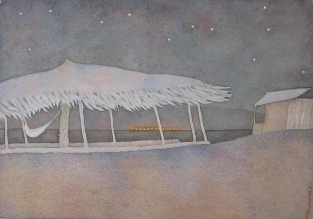 Malerei mit dem Titel "Evening Beach   ( w…" von Tatiana Kornfeld, Original-Kunstwerk, Öl