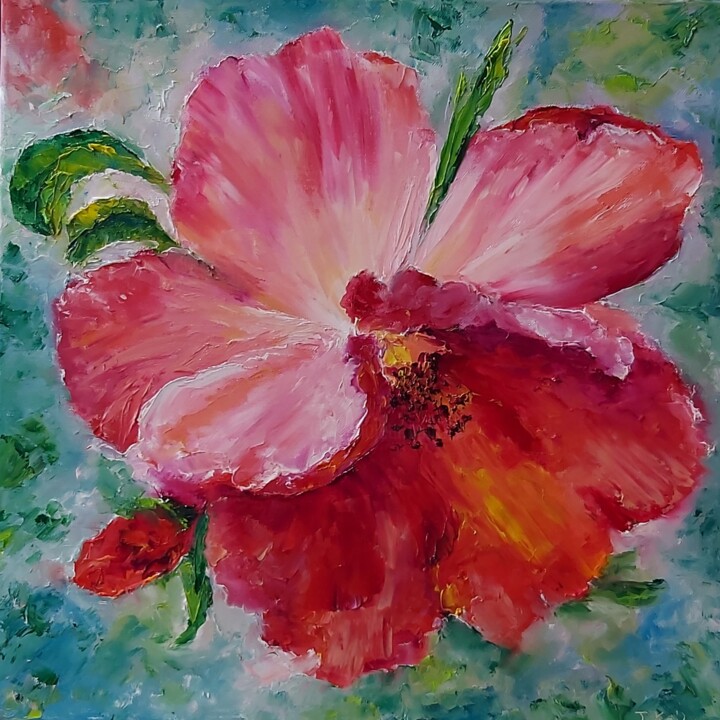 Schilderij getiteld "Red flowers paintin…" door Tatiana Krilova, Origineel Kunstwerk, Olie