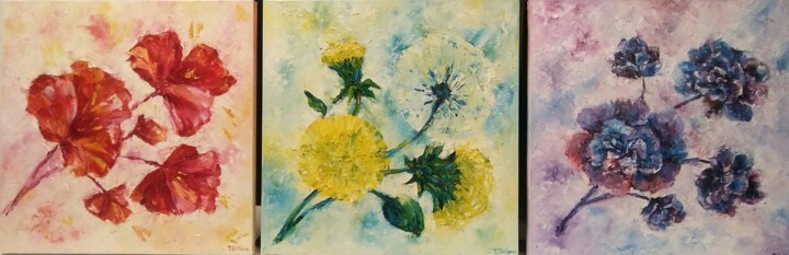 Painting titled "Triptych. Paintings…" by Tatiana Krilova, Original Artwork, Oil